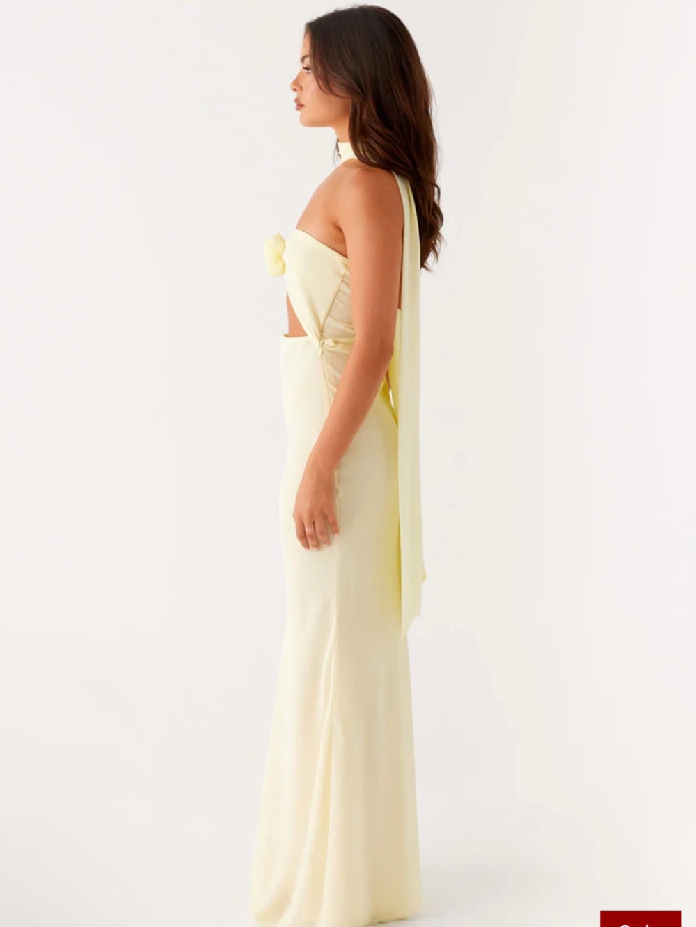 Peppermayo Pale Yellow Strapless Maxi Dress with Neck Scarf - Picture 2 of 5